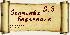 Stamenka Božorović vizit kartica
